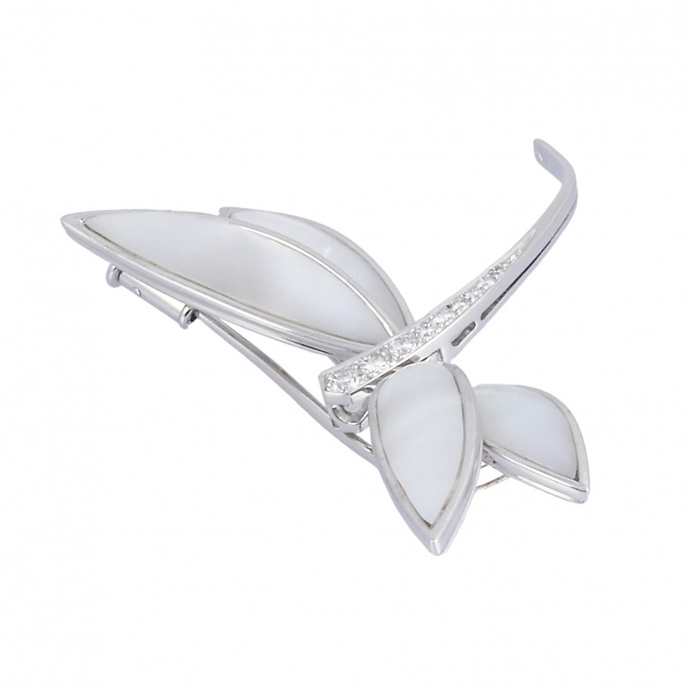 Van Cleef & Arpels 18k White Gold Van Cleef Daphne Brooch K18WG White Gold Brooch Diamond