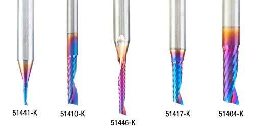 Amana AMS-166-K 5-Pc Spektra Extreme Tool Life Coated Plastic Cutting Solid Carbide Spiral &O& Flute CNC Router Bit Collection