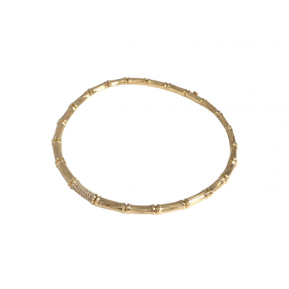Cartier Bamboo Necklace 18K Yellow Gold Diamond