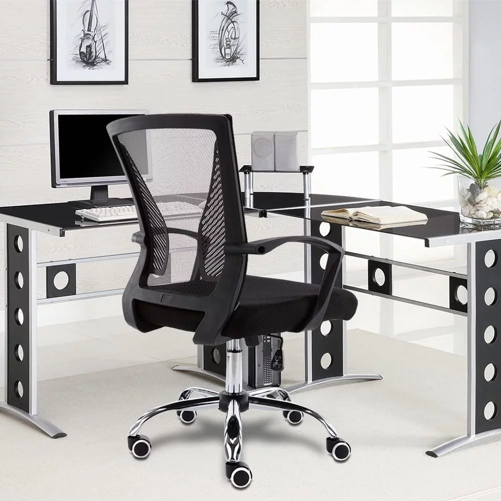 Zuna -Back Office Task Chair - Ergonomic Back Supporting Mesh Back Desk Chair (White/Orange)