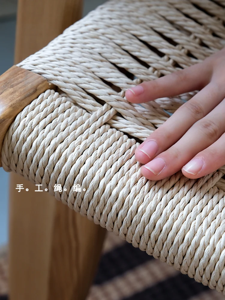 CH053-1 - Danish Vintage Paddle Chair: White, Handmade Rope, Single Seater