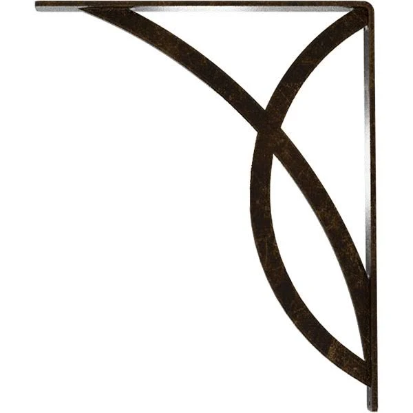 Miller Wrought Iron Bracket Antiqued Brass 1 1/2x22W x 12x22D x 15x22H - (Single Center brace)