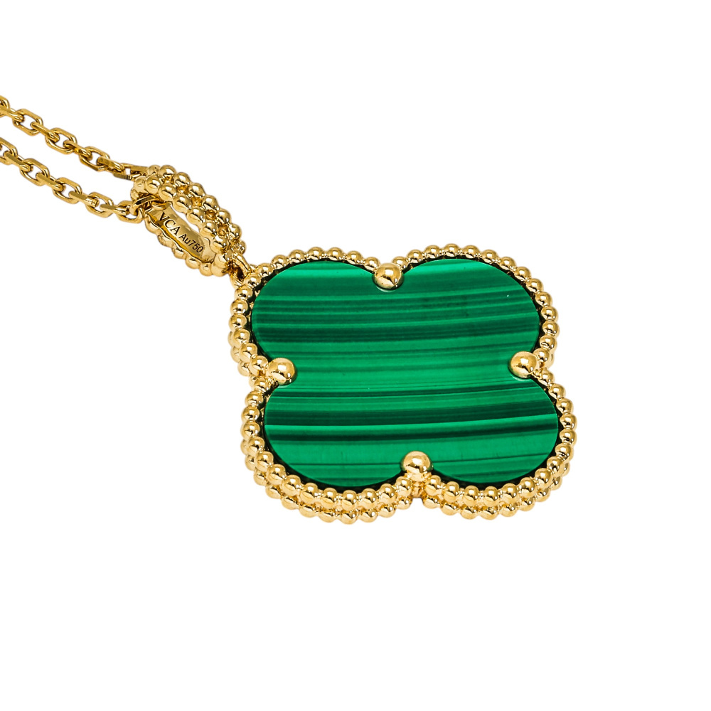Van Cleef & Arpels Magic Alhambra Necklace 1 Motif 18K Yellow Gold Malachite VCARO3MG00