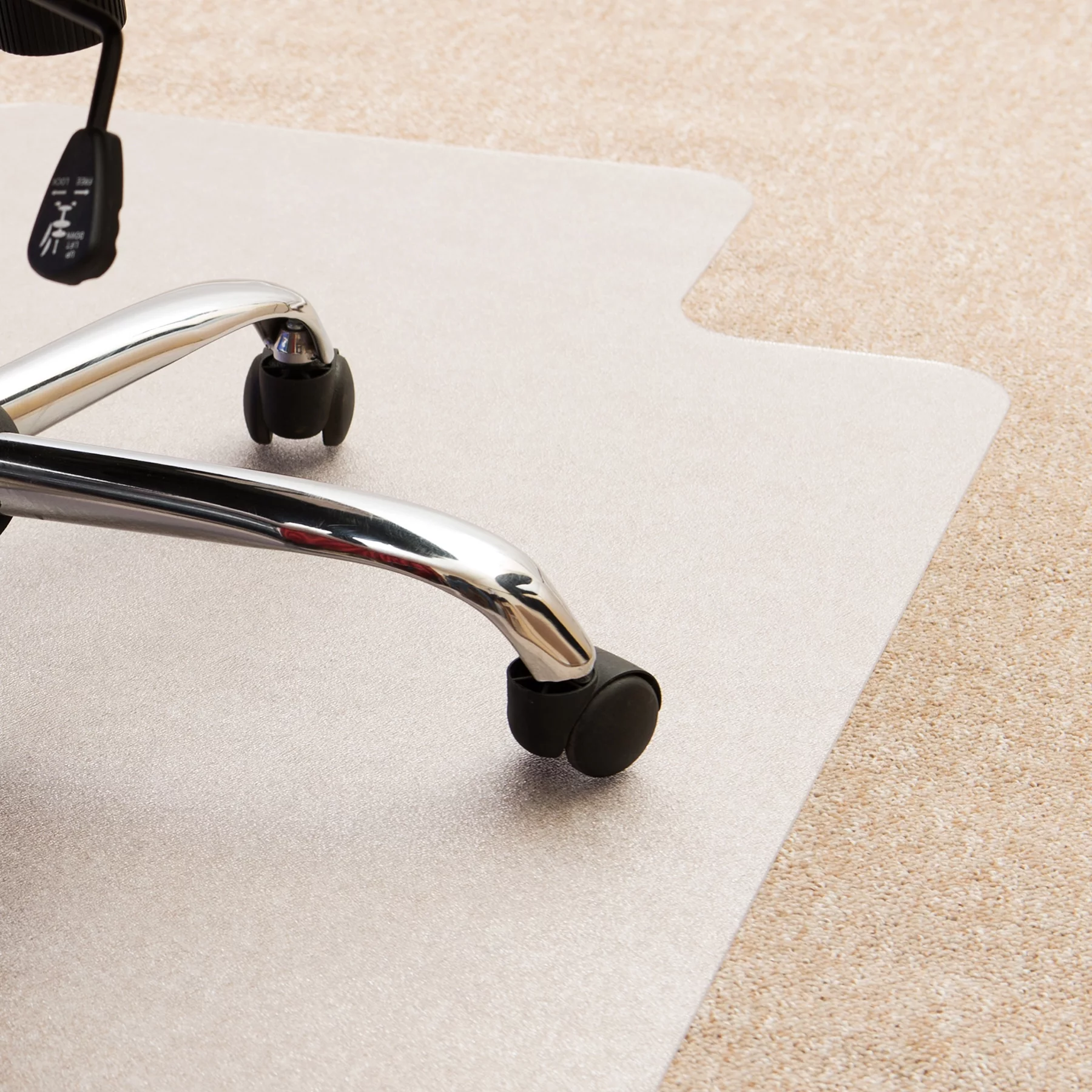 Cleartex Ultimat Polycarbonate Rectangular Lipped Chair Mat for Plush Pile Carpets Over 1/2