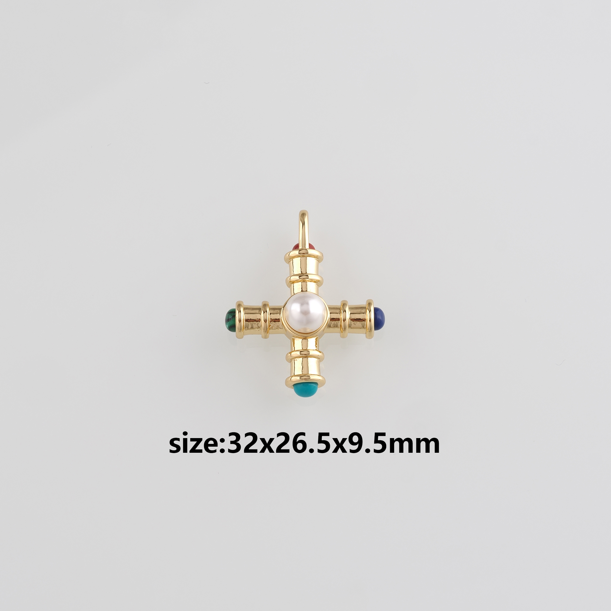 18K Gold Filled Cross Pendant,Religious Charm Earrings Necklace for DIY Jewelry Making Supply