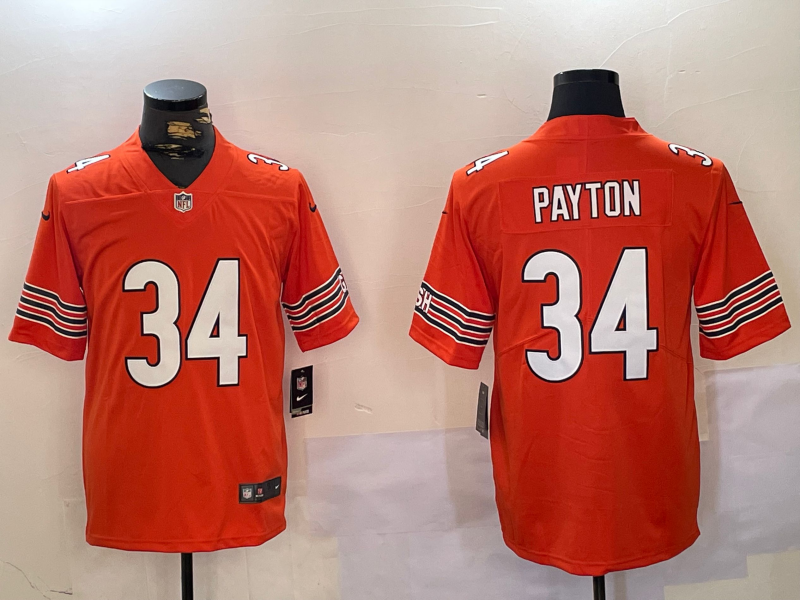 Men's Chicago Bears Walter Payton #34 Orange Player Game Jersey