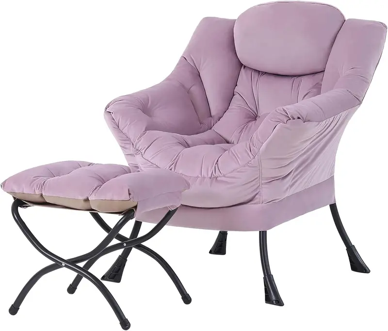Tiita Modern Lazy Lounge Chair with Matching Ottoman – Large Leisure Armchair Set