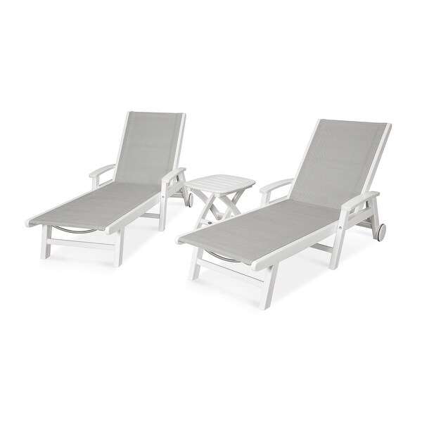 POLYWOOD Coastal 3piece Wheeled Chaise Set