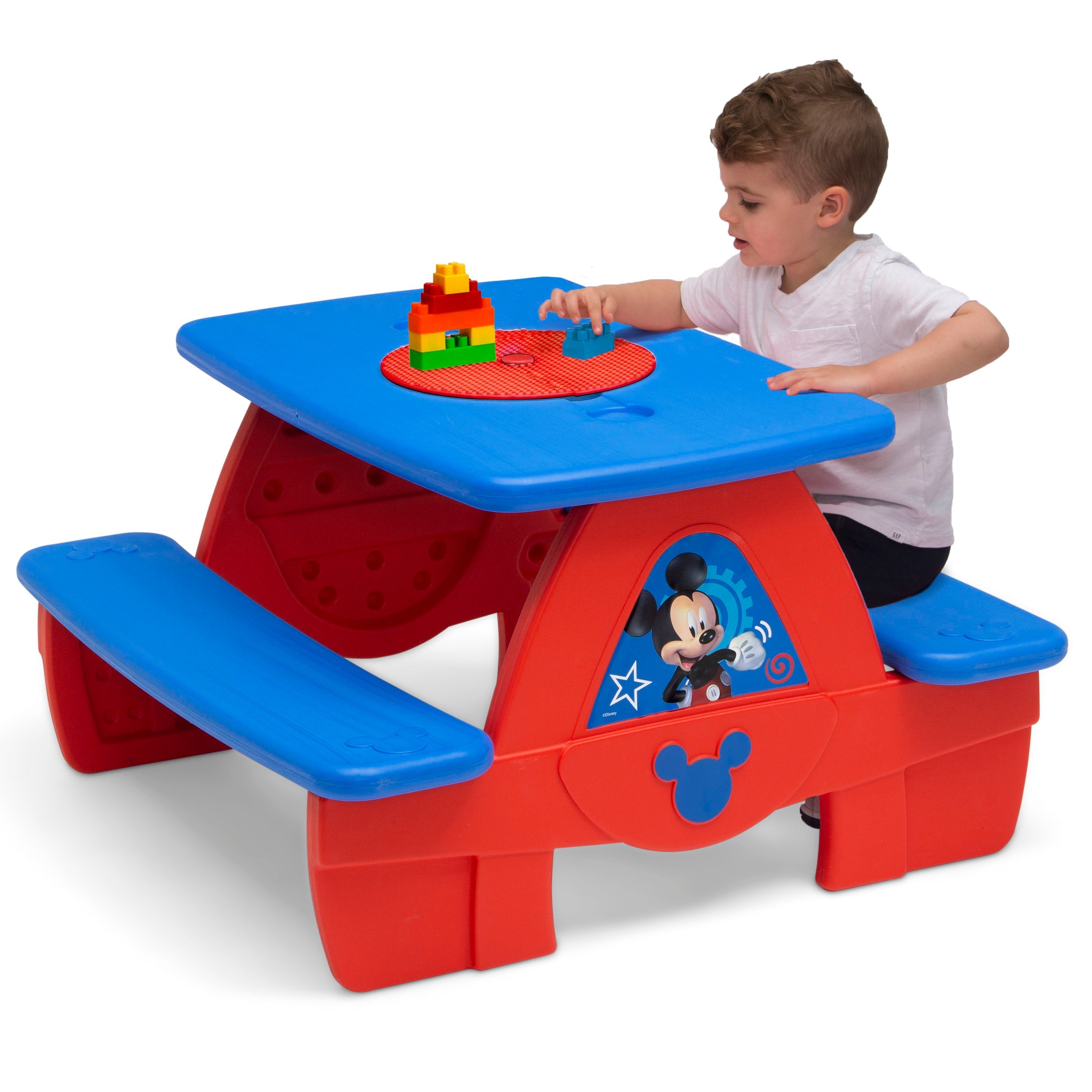 Mickey Mouse Picnic Table with Block Baseplate and Cupholders