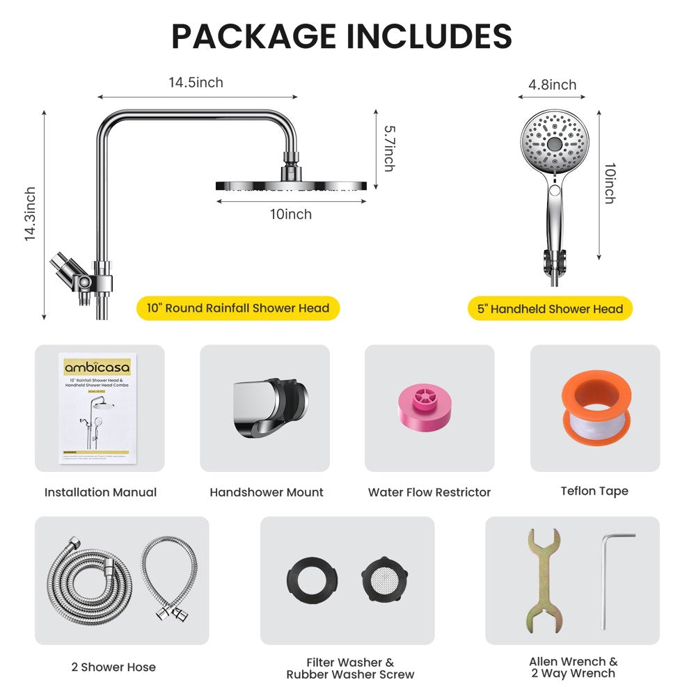Ambicasa Luxury Dual Showerhead Combo, 10
