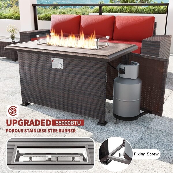 Patio Furniture Sectional Sofa Set,PE Rattan Swivel Rocking Chairs Patio Conversation Set