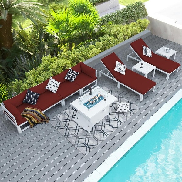 Nicesoul White Aluminum Modern Patio Furniture Sectional Sofa Set with Cushion
