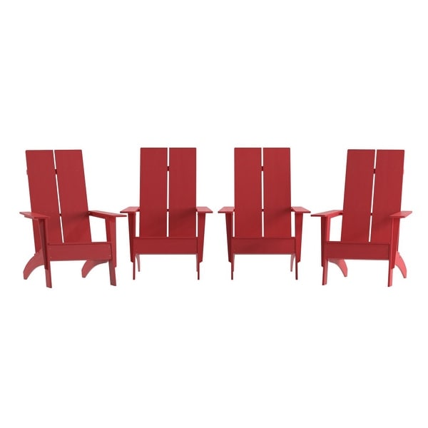 Modern Dual Slat Back Adirondack Style Chairs,Set of 4