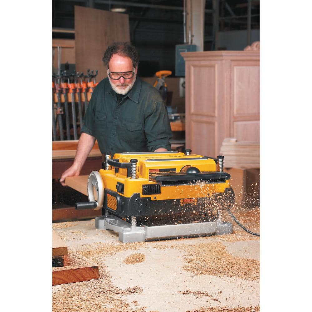 15 Amp 13 in. Corded Heavy-Duty Thickness Planer, (3) Knives, In/Out Feed Tables, and Mobile Thickness Planer Stand DW735XW7350