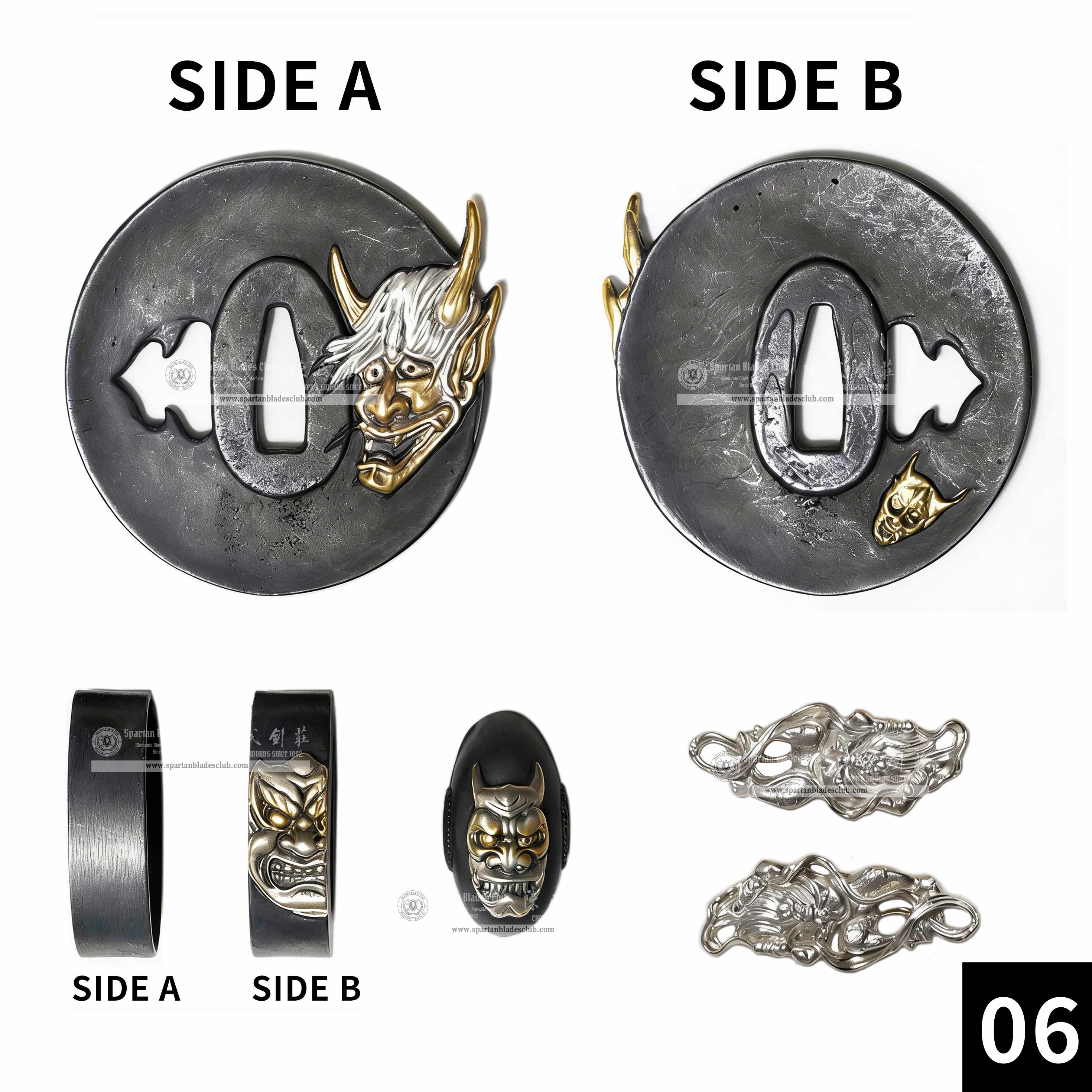 Custom Your Katana | Japanese Yokai | Complete Set Fittings (Brass Gilded) | Spartan Blades Club | CHEN'S SWORDS 1892 - Spartan Blades Club - 陳氏劍莊1892