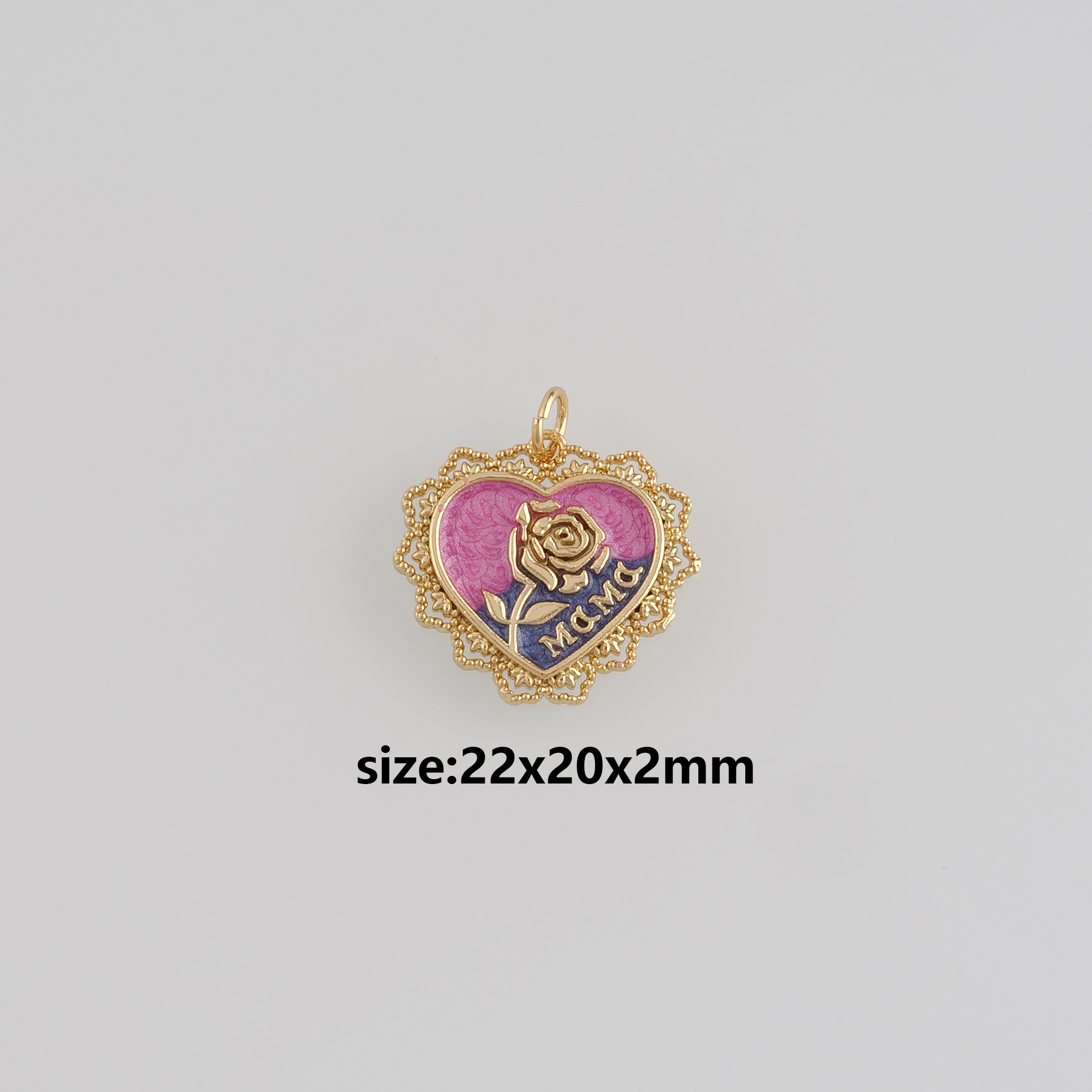 18K Gold Filled Rose Pendant,Enamel Rose Charm Earrings Necklace for DIY Jewelry Making Supply