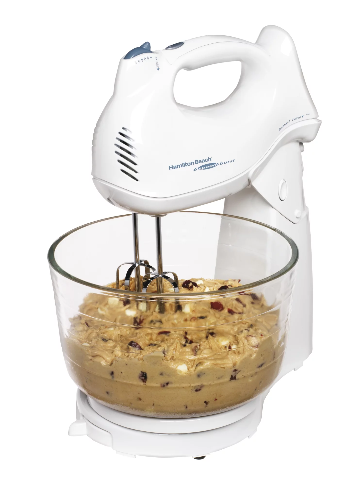 Hamilton Beach Power Deluxe 6 Speed Stand Mixer, 6 Speeds, White, 64695N