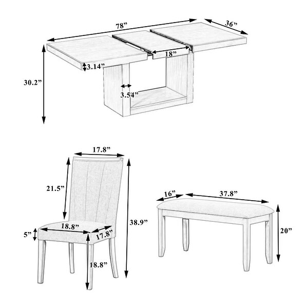 Extendable Dining Table Set with Removable Leaf,4 Upholstered Chair