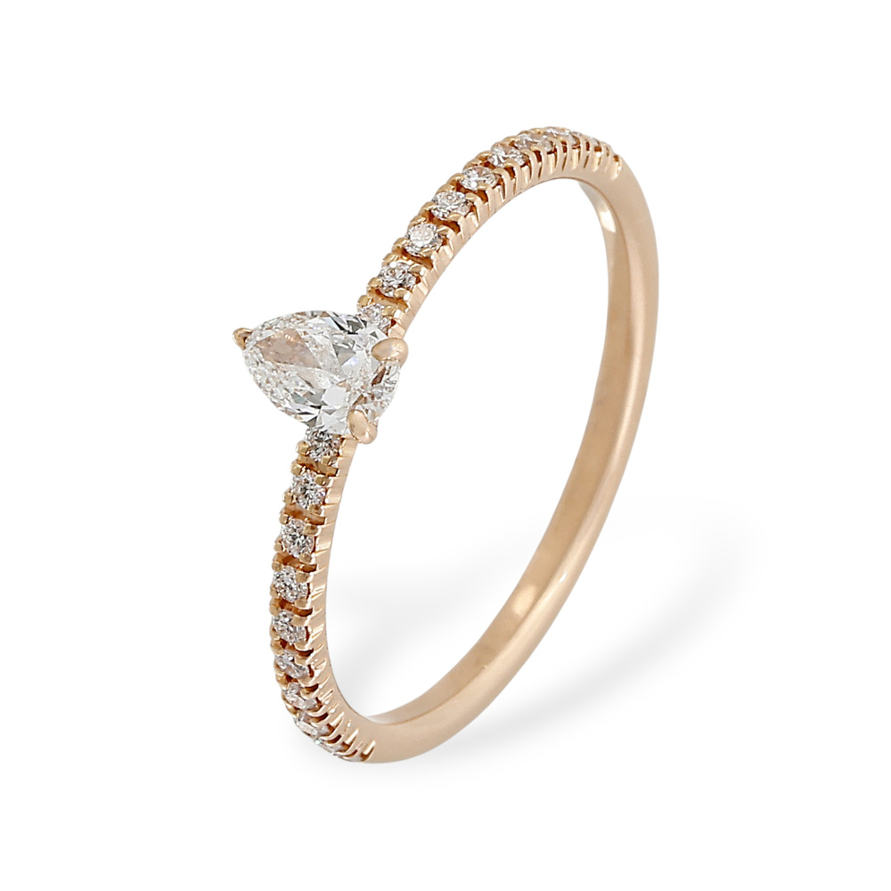 Cartier Ethancel Do Pear Shape Diamond Pavé Setting Ring 18K Rose Gold B4230400
