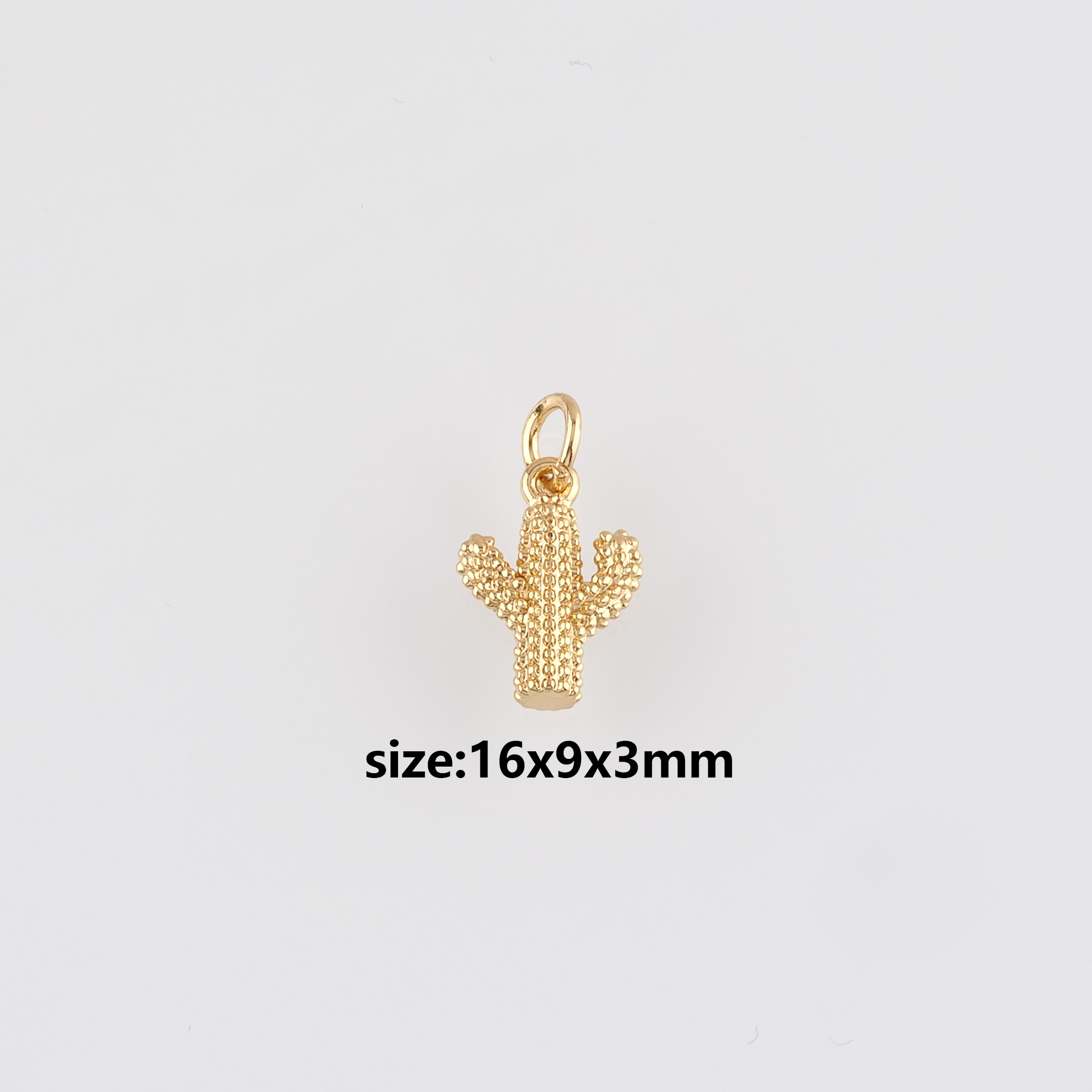 18K Gold Filled Cactus Pendant,Cactus Charm Earrings Necklace for DIY Jewelry Making Supply