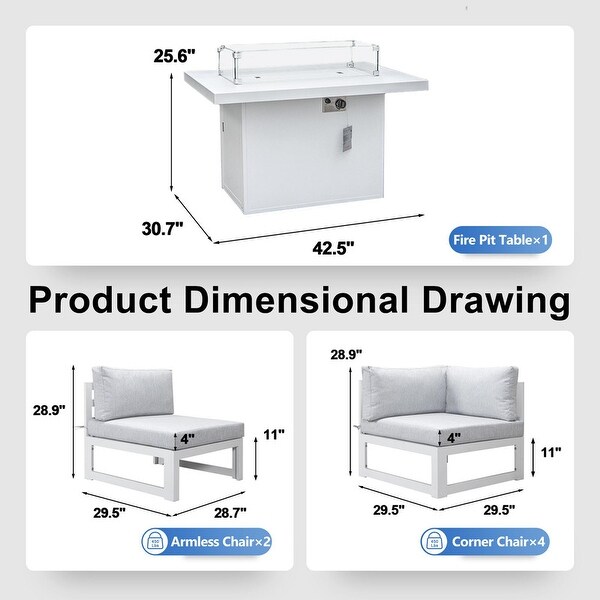 Nicesoul White Aluminum Modern Patio Furniture Sectional Sofa Set with Cushion