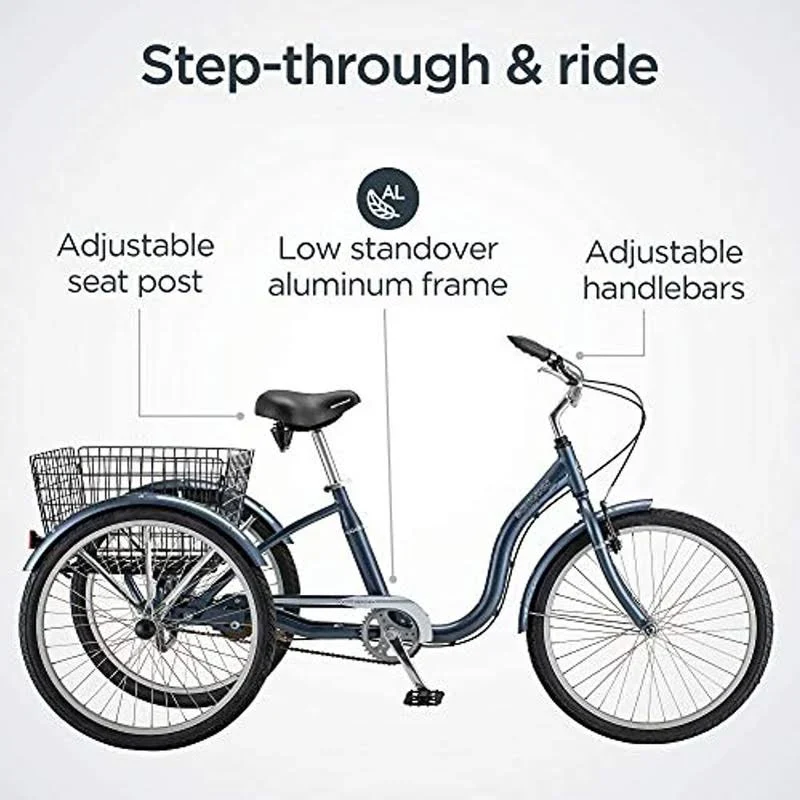 Schwinn Meridian Adult Tricycle, Blue, 24