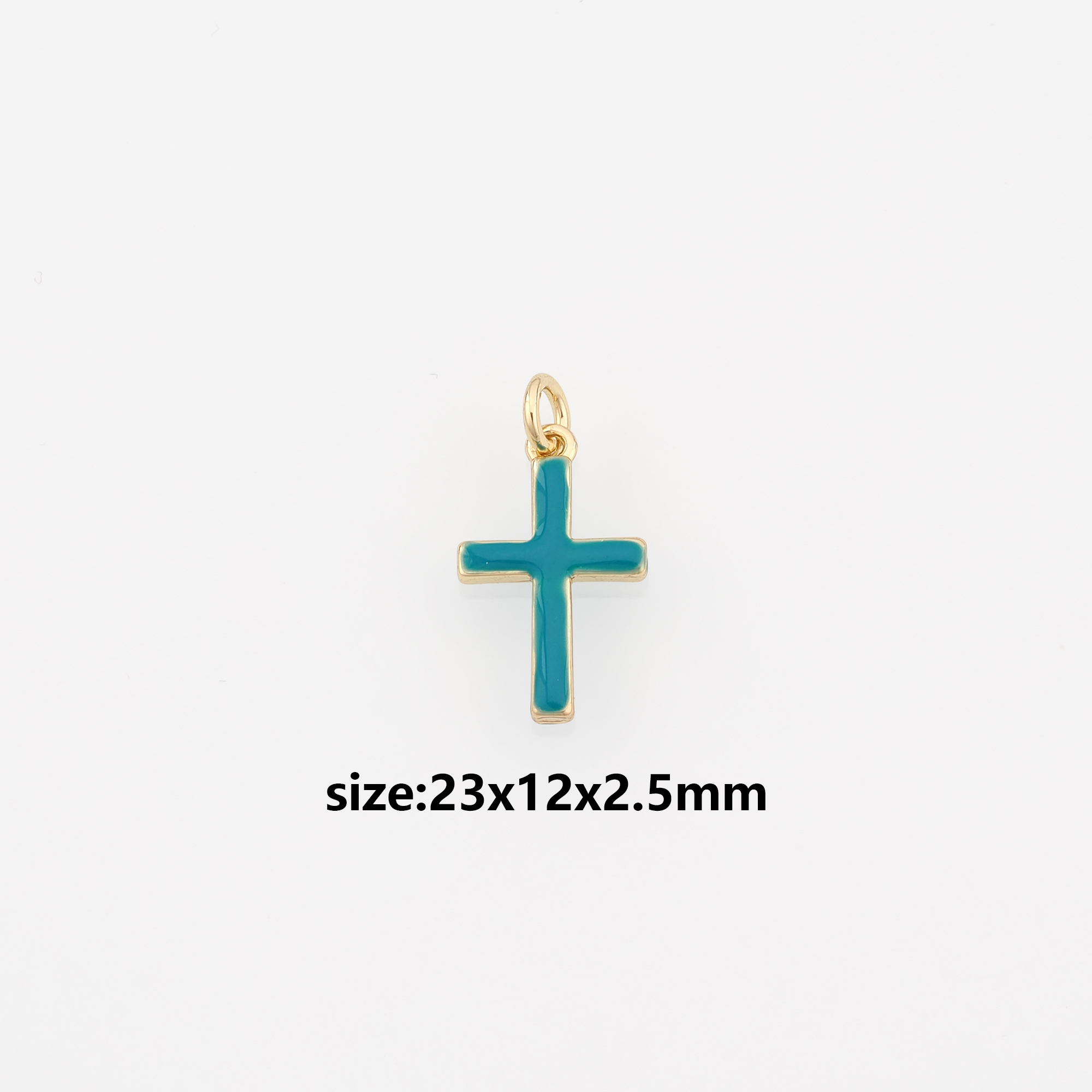 18K Gold Filled Cross Pendant,Enamel Religious Charm Earrings Necklace for DIY Jewelry Making Supply