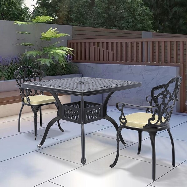 Outdoor cutlery set,(Cushions In Random Colors)3Piece Set Of Cast Aluminum Patio Furniture With Cushions