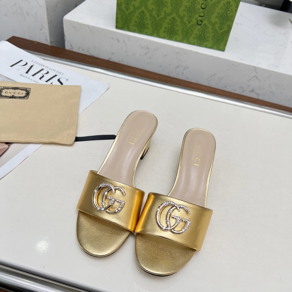 Gucci Nojum Women’S Slide Sandal Metallic Gold ?817257 B8B00 8024
