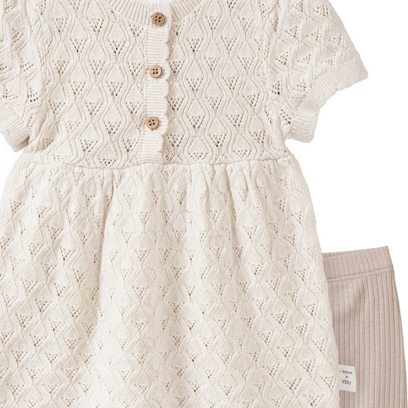 Topomini Pure Collection Newborn Set mit Strickkleid und Leggings