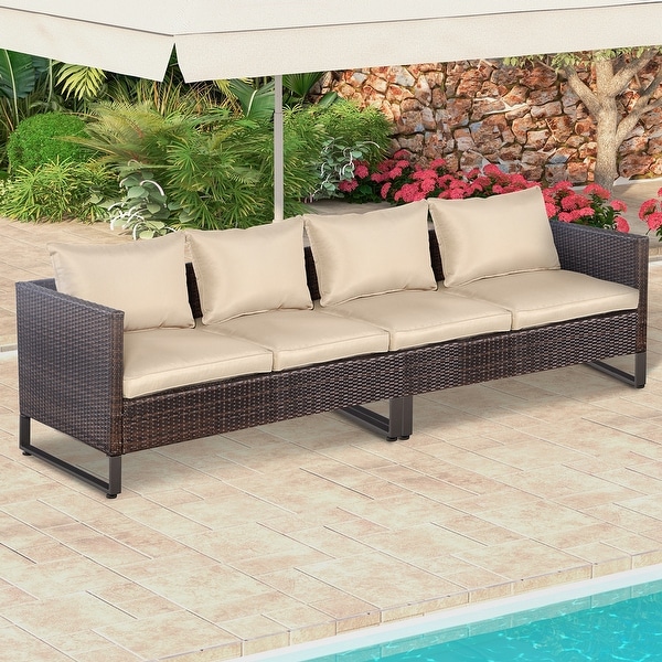 Costway 2PCS Patio Conversation Set Sectional Sofa Furniture Cushioned