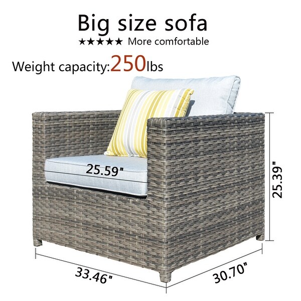 OVIOS Patio Furniture Deep Seat Wicker 9piece Set