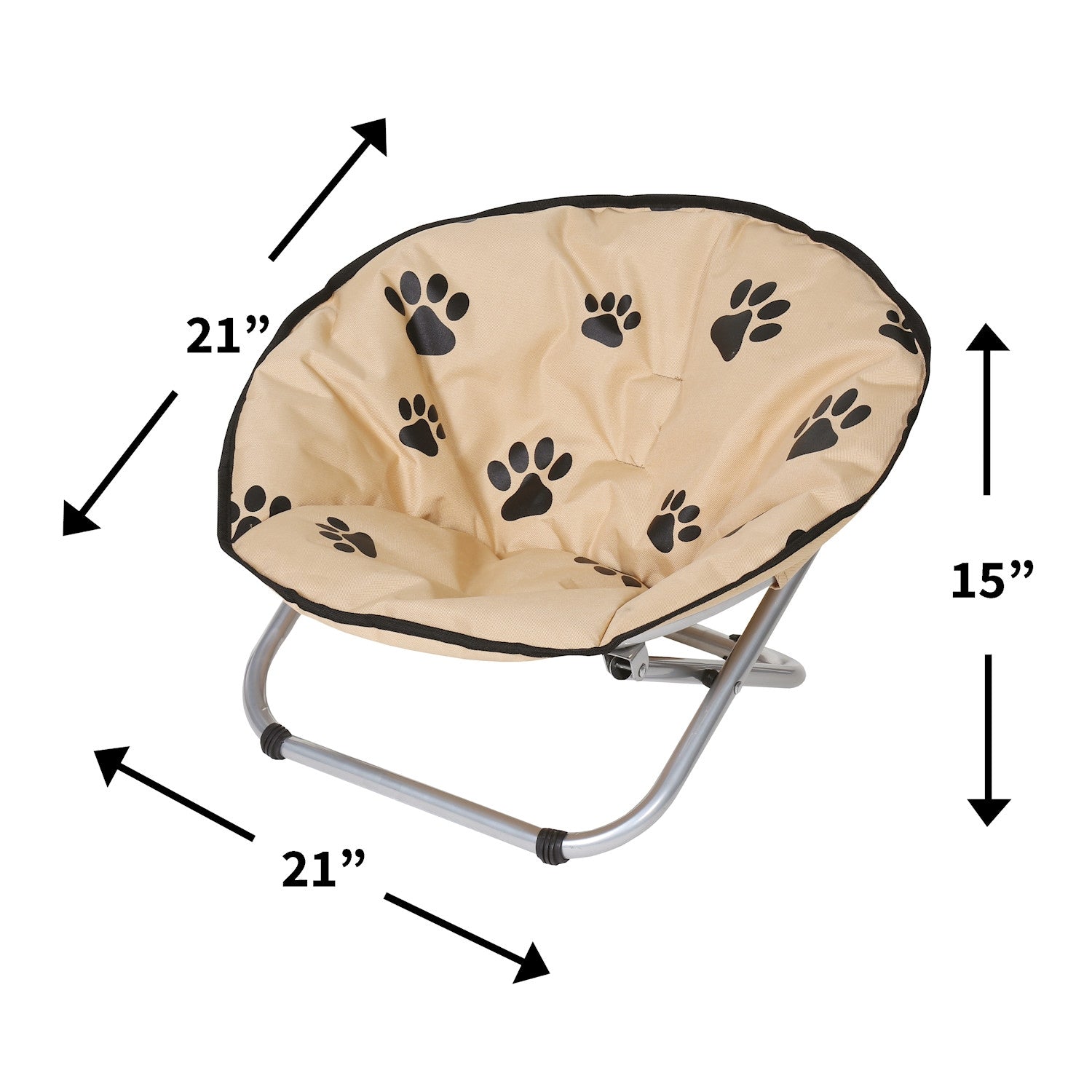 Folding Pet Cot Chair – Elevated Cat Bed, Paw Print Papasan Chair
