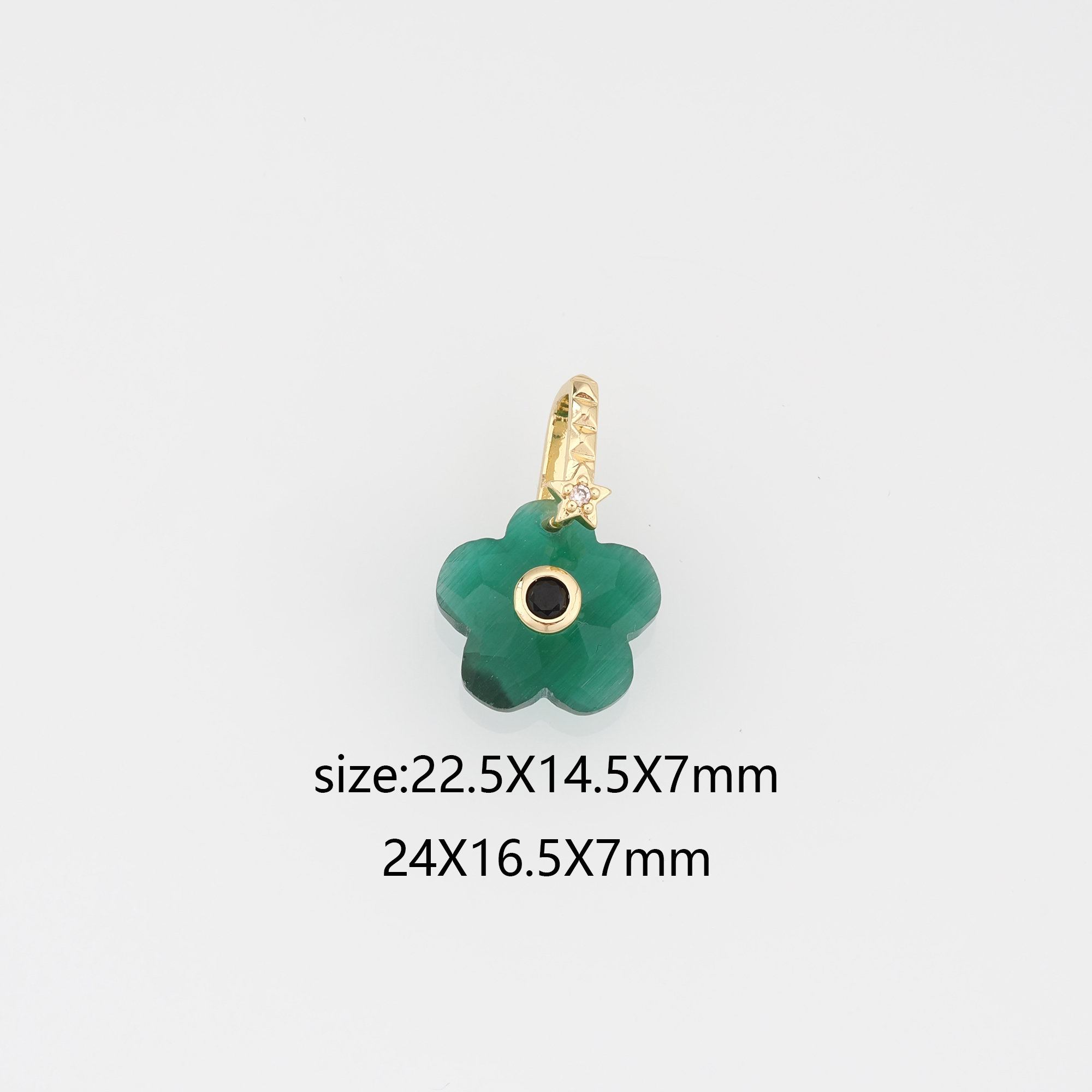 18K Gold Filled Flower Pendant,Natural Stone Flower Charm Earrings Necklace for DIY Jewelry Making Supply