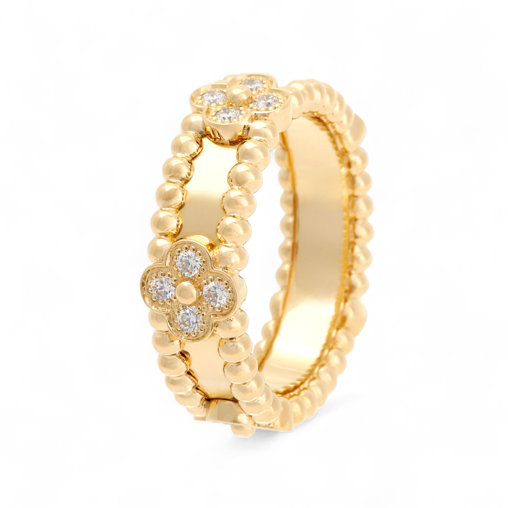 Van Cleef & Arpels Perlet Sweet Clover Ring 18K Yellow Gold Diamond VCARPJMZ00