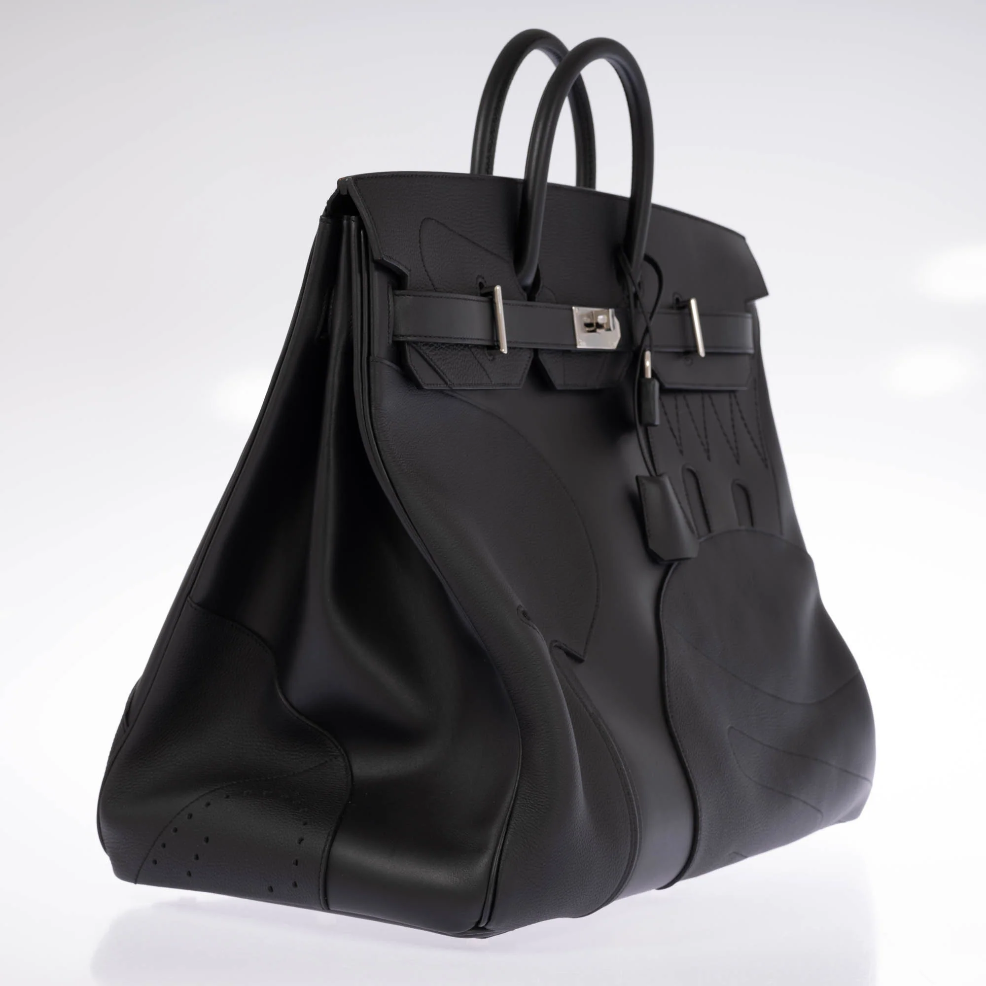Hermès HAC 50 en Selle Noir Togo/Swift/Box Palladium Hardware