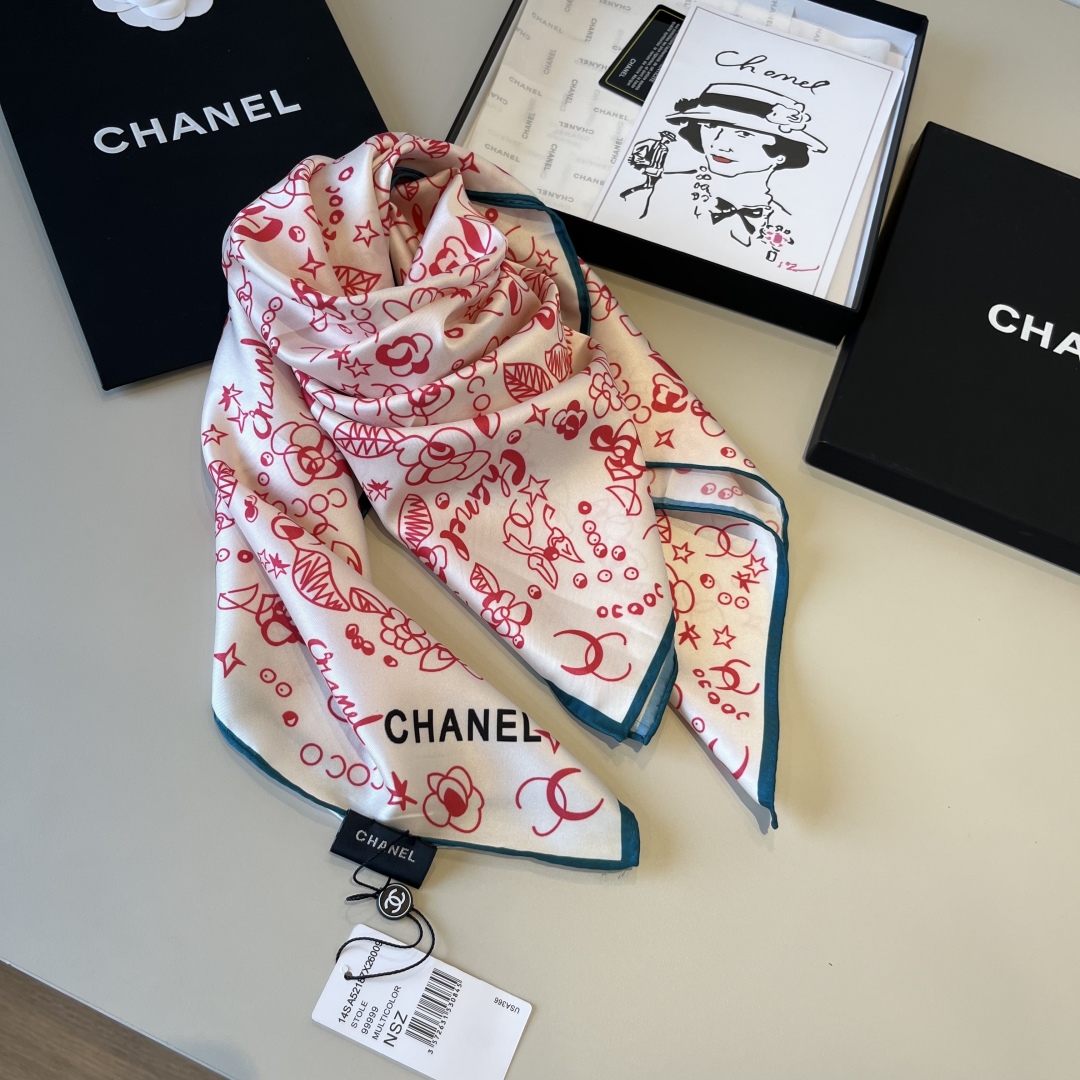 Chanel 90cm Silk Square Scarf - cnluxepick