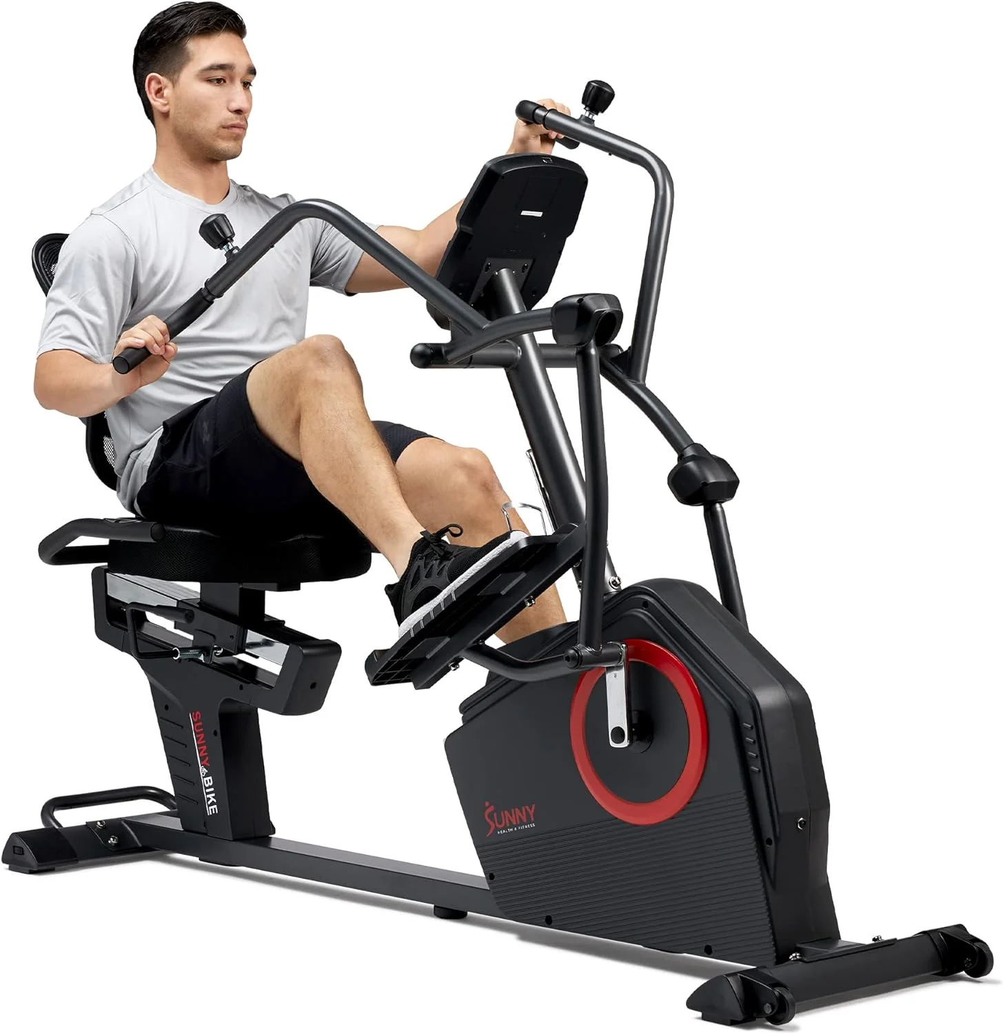 2026 Sunny Health & Fitness Electromagnetic Recumbent Cross Trainer Exercise Elliptical Bike w/Arm Exercisers, Easy Access Seat & Exclusive SunnyFit® App Enhanced Bluetooth Connectivity - SF-RBE4886SMART…
