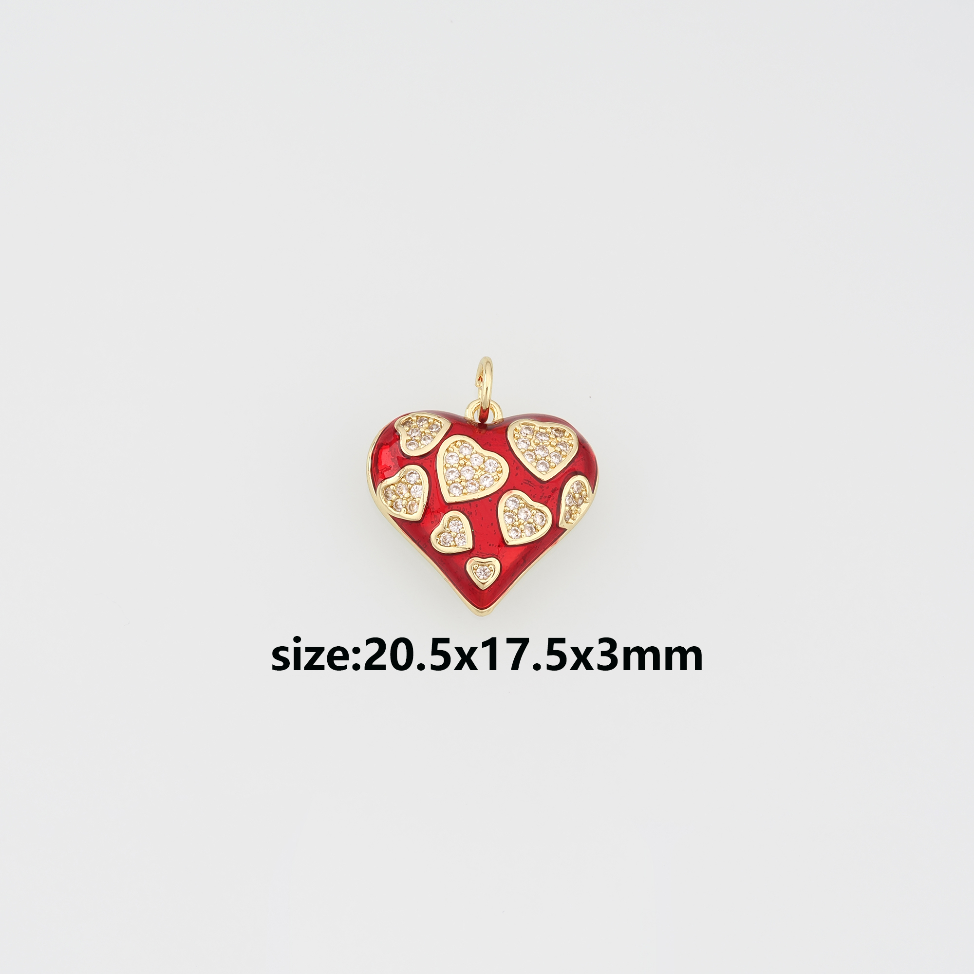 18K Gold Filled Heart Pendant,CZ Micro Pave Heart Charm Earrings Necklace for DIY Jewelry Making Supply