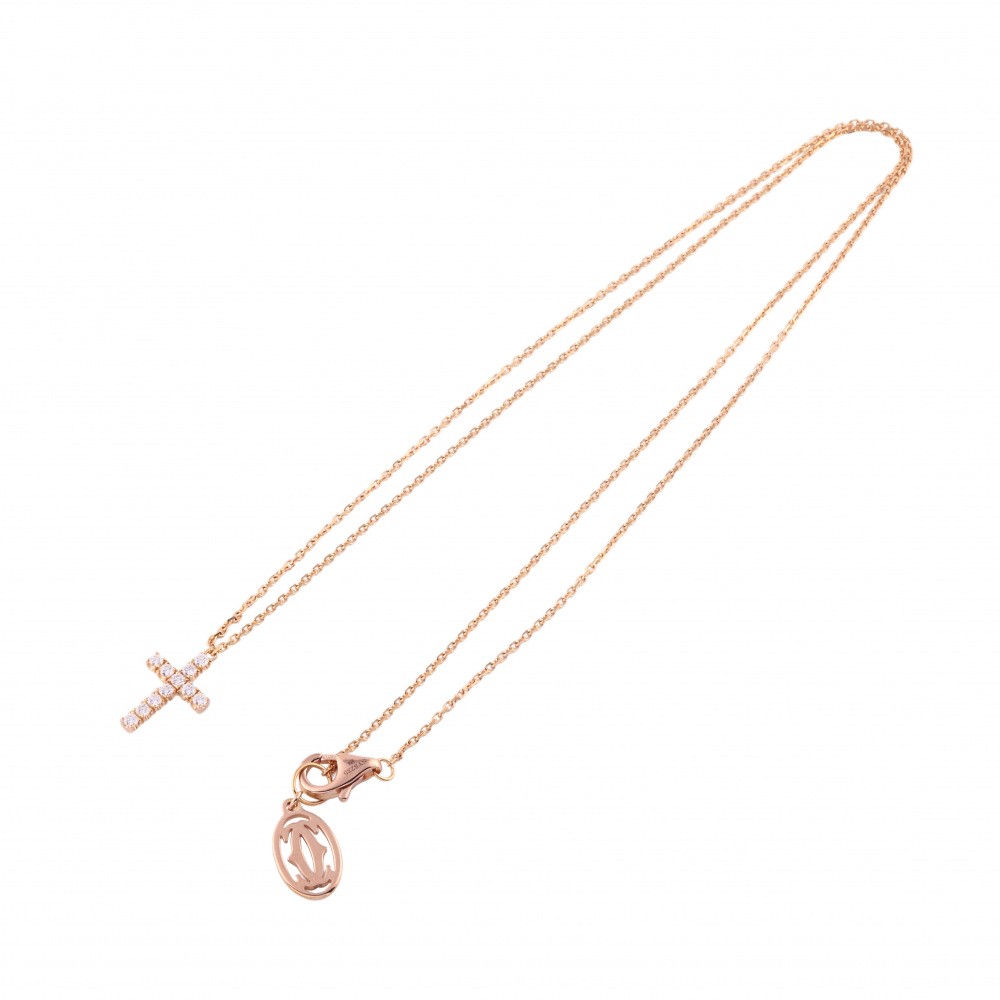 Cartier Symbol Cross Necklace 18K Rose Gold Diamond B7221800