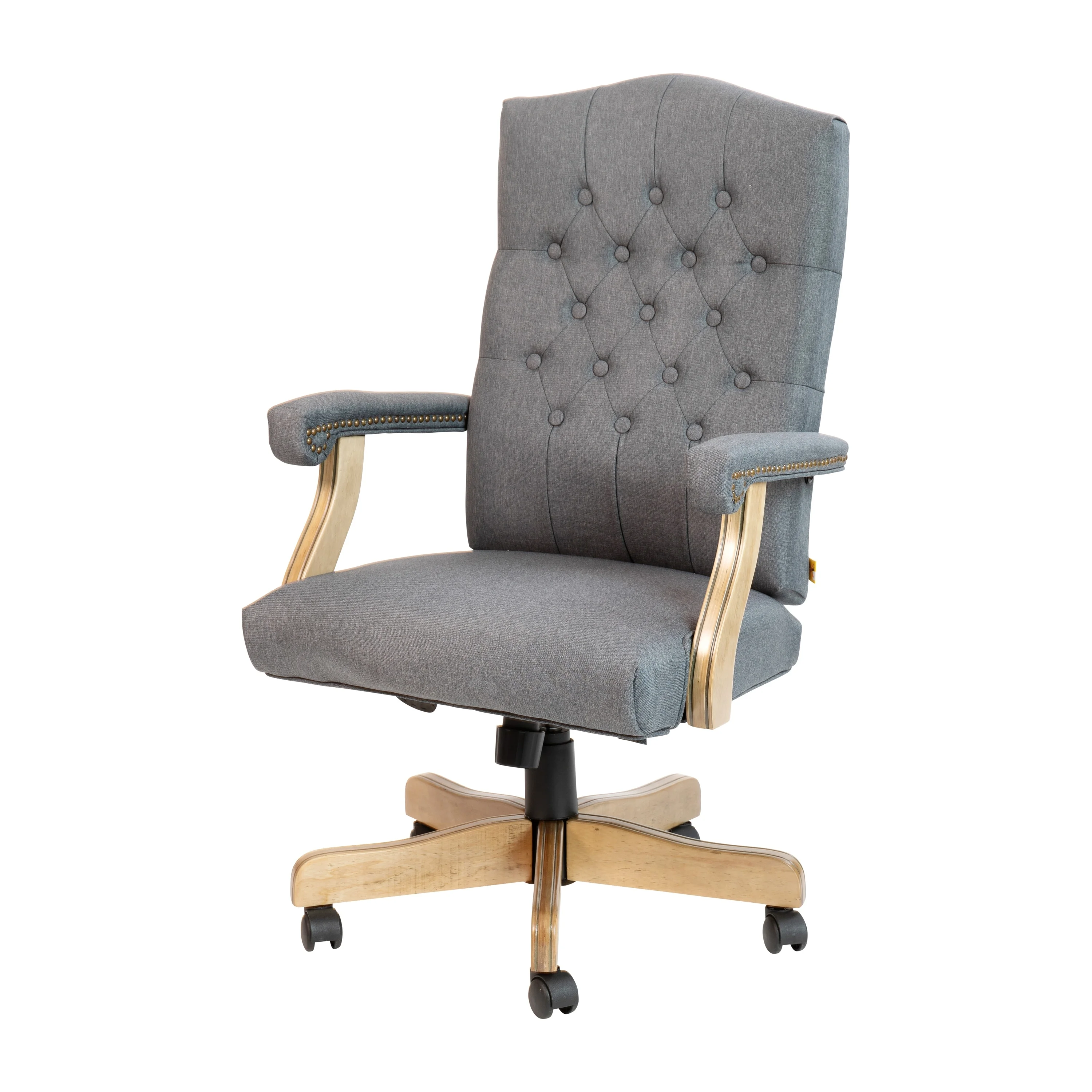 Flash Furniture Upholstered Brown Swiveling Executive Office Armchair Gray Fabric/Driftwood