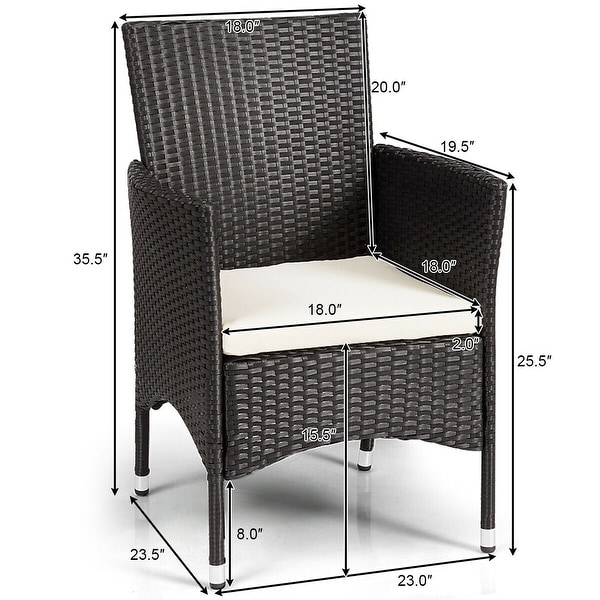 Gymax 2PC Patio Rattan Wicker Dining Chairs Set Black With 2 Set