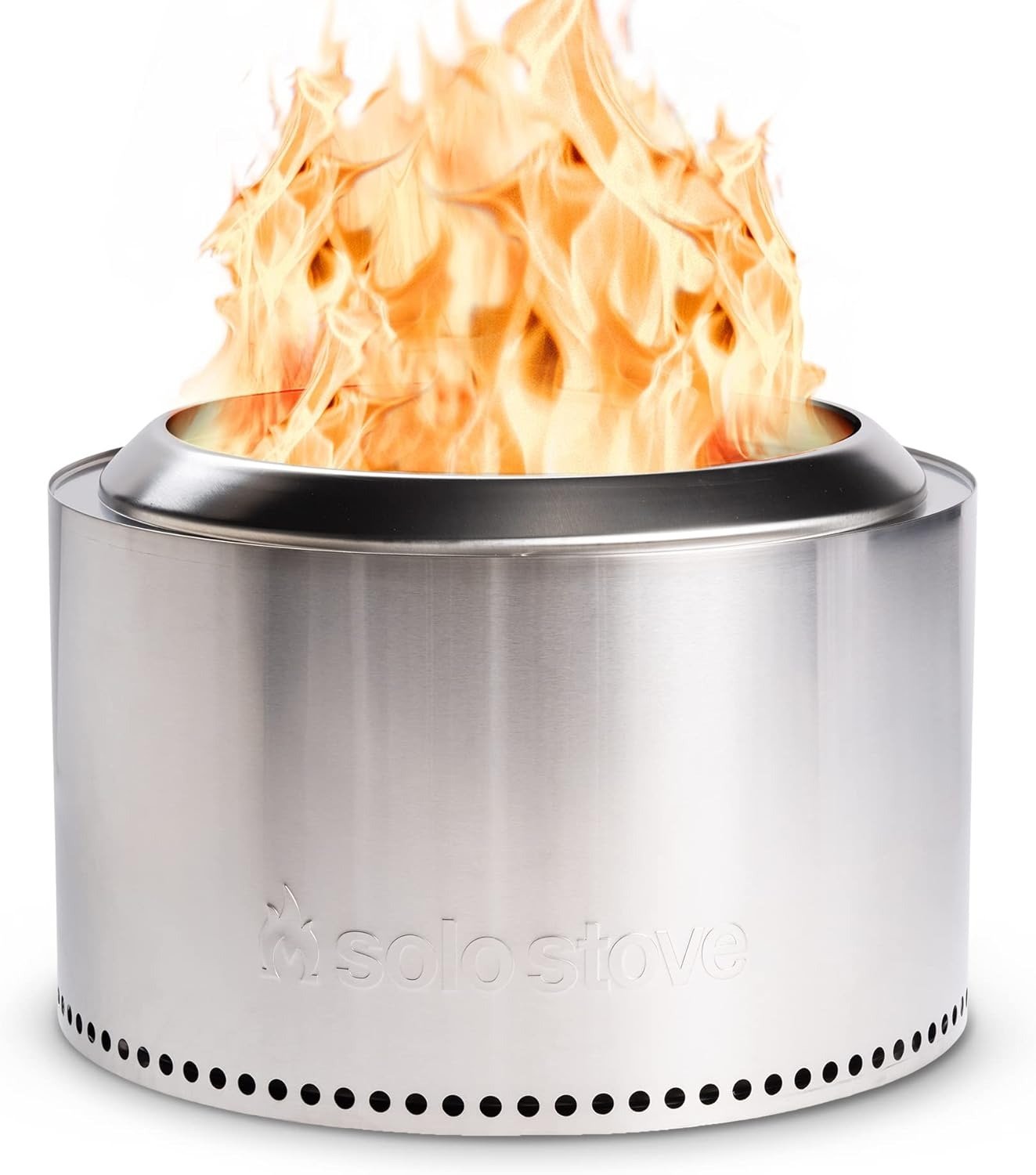 27 Inch Smokeless Fire Pit with Removable Ash Pan – Wood Burning Portable Stainless Steel Outdoor Fireplace, Stainless Steel, Ideal for 6 or More People, 38 lbs