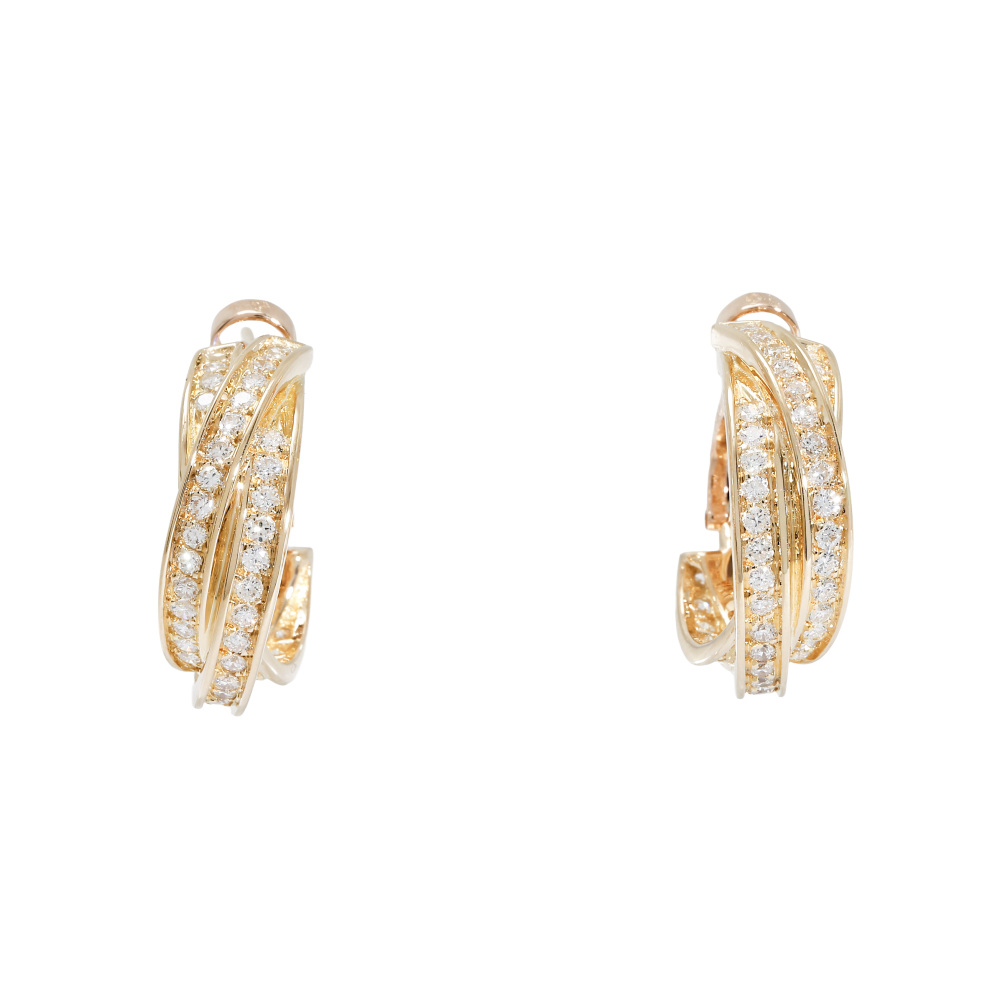 Cartier Trinity Three Bangles Earrings 18K Yellow Gold