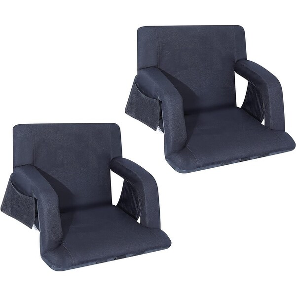 Stadium Seats,5 Reclining Positions Bleacher Chairs with Padded Armrests,Side Pockets,Waterproof Thick Cushion