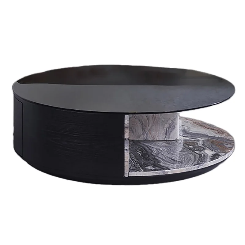 American Eagle Furniture Faux Marble & Wood Coffee Table in Black/White