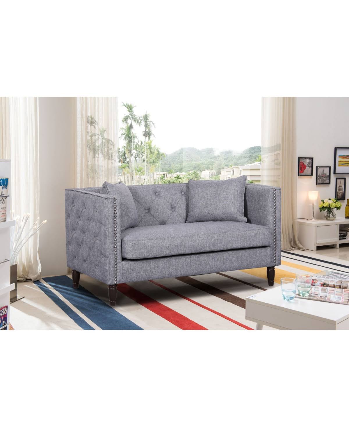 Michael Segura Sofa Chair Living Room Set (Black)