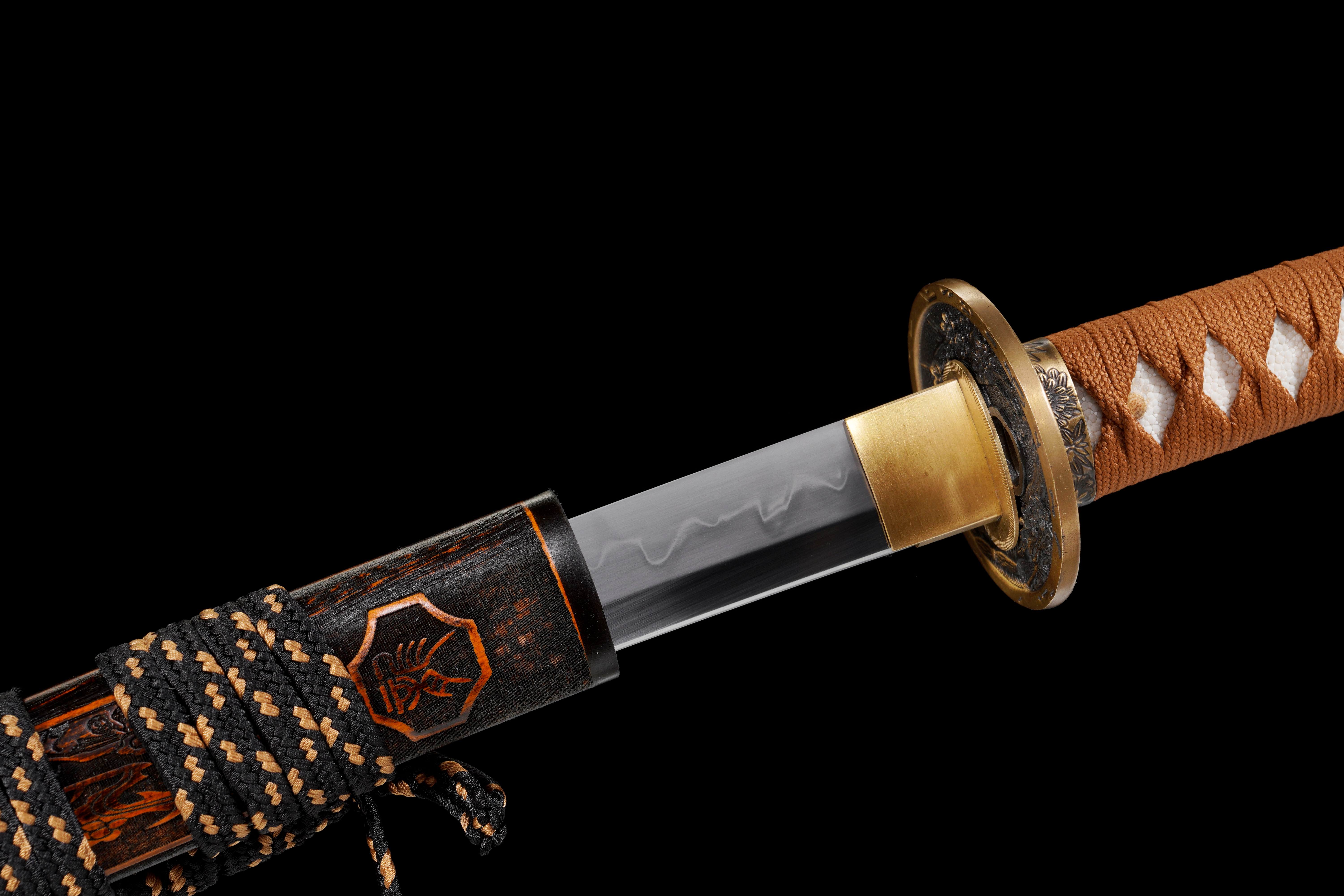 Handmade Katana T10 Steel Clay Tempered Four Gentlemen Saya Full Tang