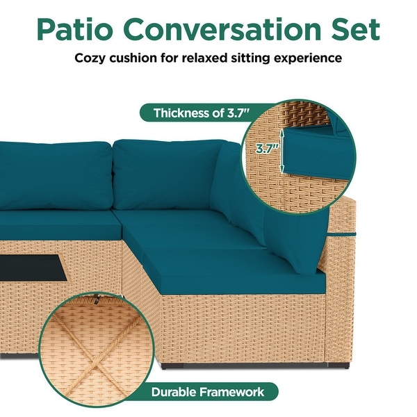 UPHA 5Piece Patio Furniture Wicker Sofa Set with Cushions