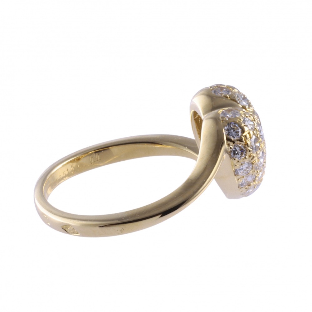 Cartier Pave D Heart Ring K18YG Yellow Gold Diamond